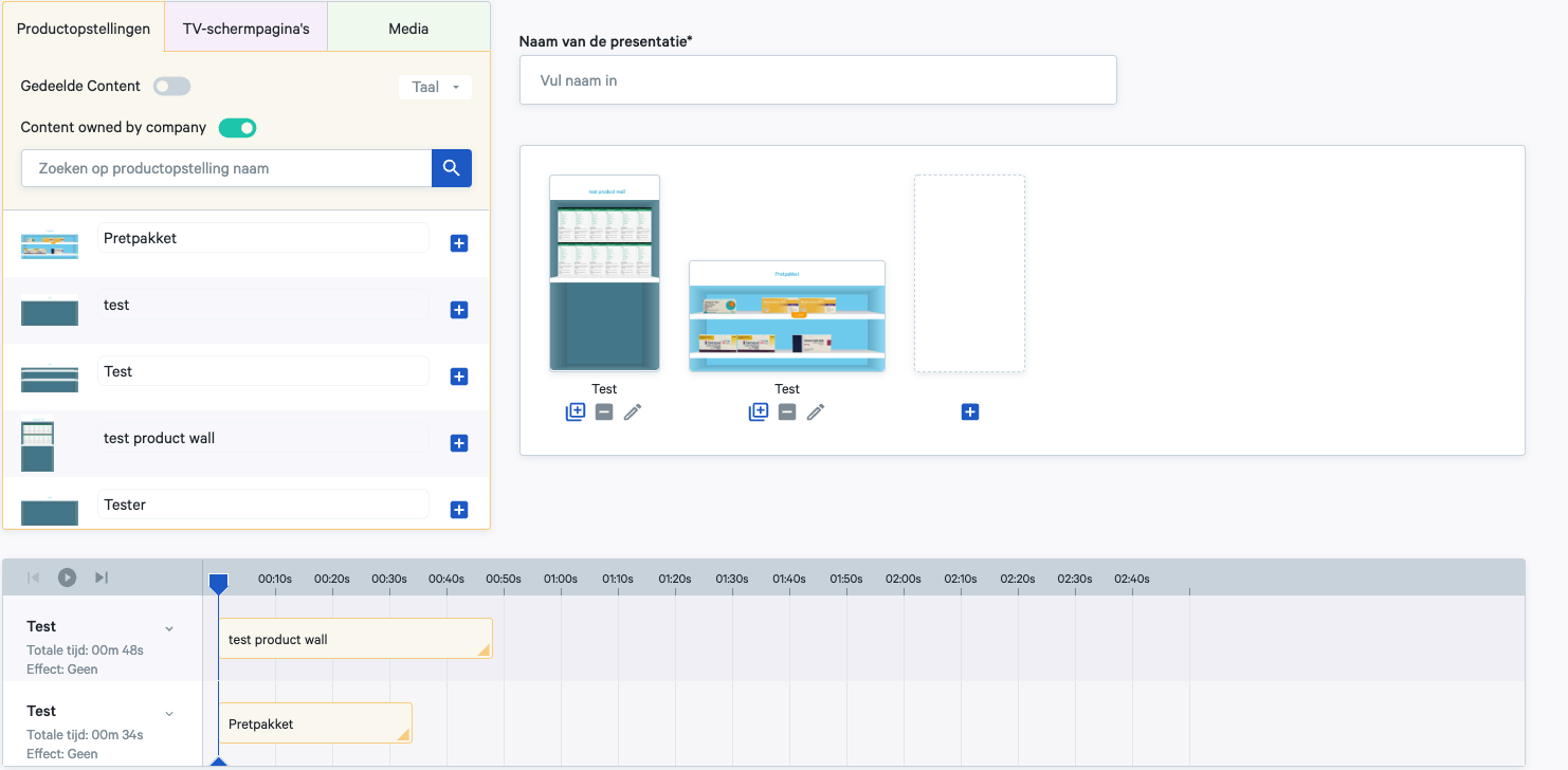 Presentatie aanmaken - Productopstelling