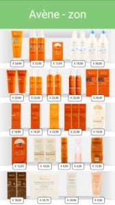 Product wall Avène Sun